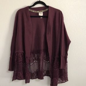 Women’s burgundy lace cardigan